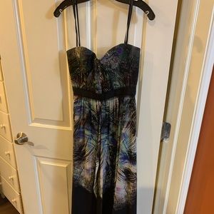 Multicolor strapless gown